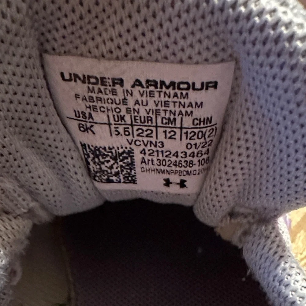 Under Armour Kids' Gray Sneakers with Blue and Purple Accents